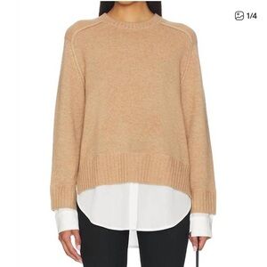 c by bloomingdale's cashmere layered womens sweater caramel